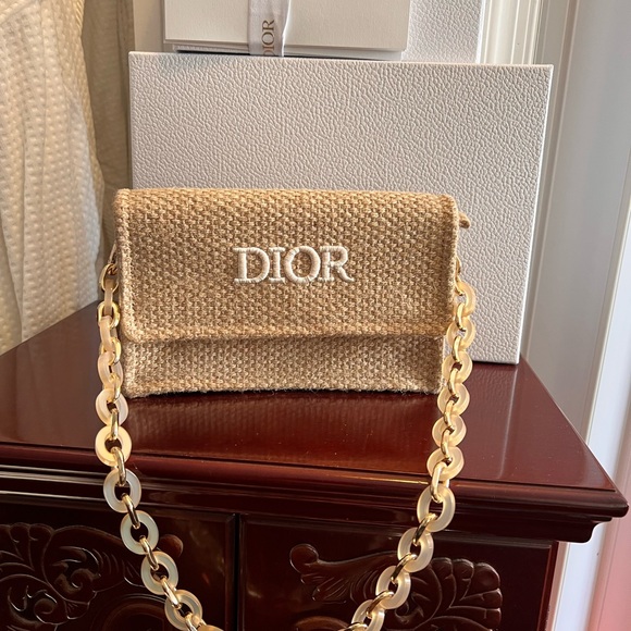 Dior Handbags - Dior Beauty raffia clutch or shoulder bag, excellent condition, with gift box